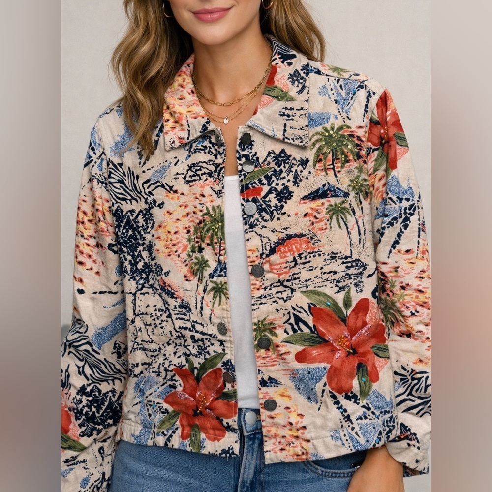 Units Vintage Tropical Print Jacket